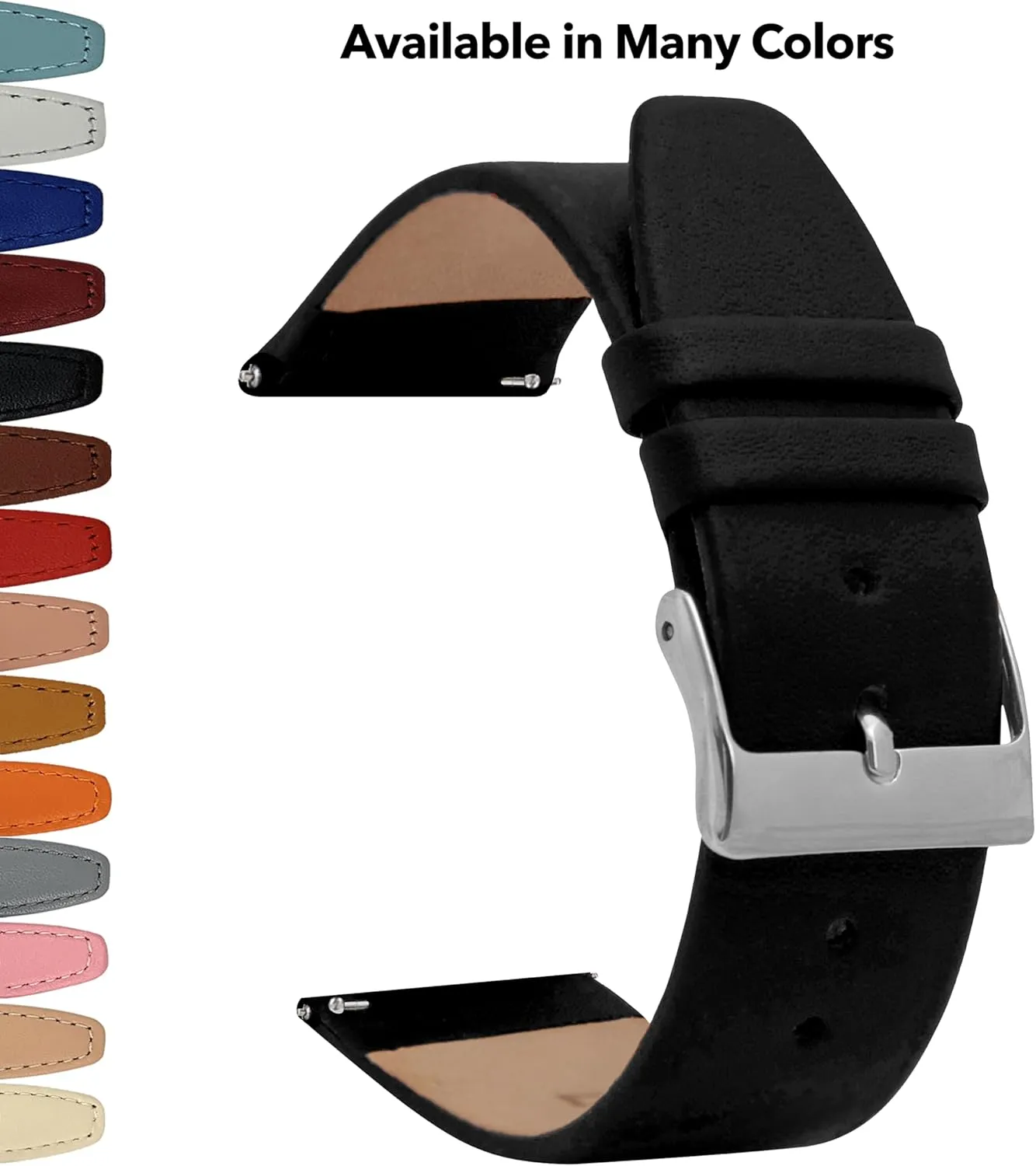refinement misunderstand augment collapsible deprivation Bands - Many Colors - 12mm$ 14mm$ 16mm$ 18mm$ 20mm$ 22mm Bandini Quick Release Leather Watch Bands - Classic - Slim Replacement Watch Strap for Traditional and Smart Watch 