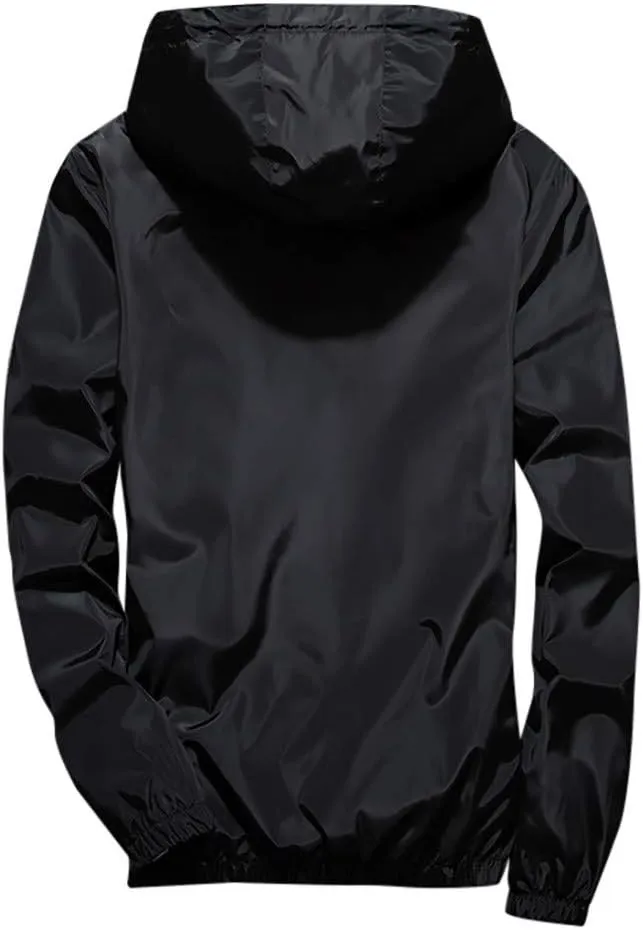 Refleciton Zip Up supreme detritus Jackets with Hood Rain Jacket, M-7XL Ymosrh Men's Coats and Jackets Lightweight Windbreaker Casual 