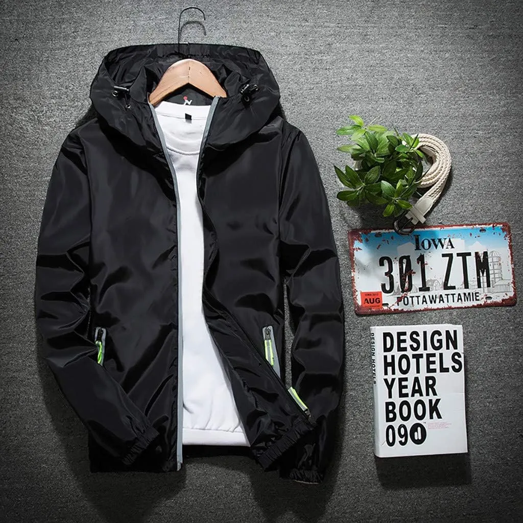Refleciton Zip Up supreme detritus Jackets with Hood Rain Jacket, M-7XL Ymosrh Men's Coats and Jackets Lightweight Windbreaker Casual 