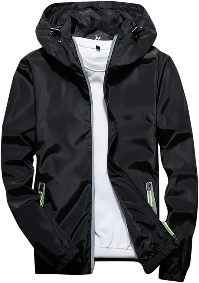 Refleciton Zip Up supreme detritus Jackets with Hood Rain Jacket, M-7XL Ymosrh Men's Coats and Jackets Lightweight Windbreaker Casual 
