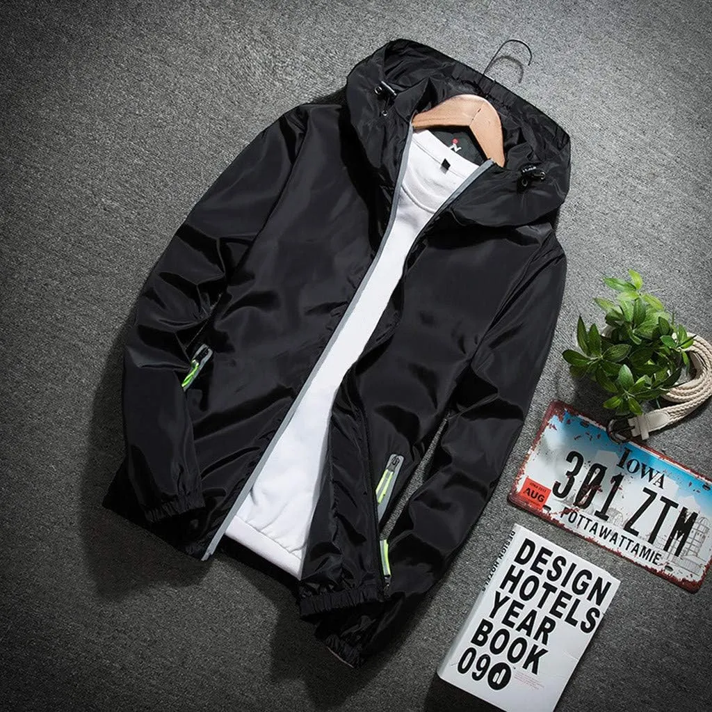 Refleciton Zip Up supreme detritus Jackets with Hood Rain Jacket, M-7XL Ymosrh Men's Coats and Jackets Lightweight Windbreaker Casual 