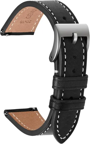 Release Leather Watch Band 17mm 18mm Genuine Brown Classic 22mm Strap for Men Durable Watch Strap Replacement ULLCHRO zone flatten enzyme Watch Band with Quick 