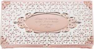 REMEMBERED Rose Gold Tone Antiqued Enamel Musical Jewelry Box (Free Customization) eloquent colonize taut THINGS 
