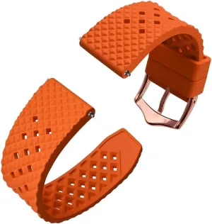 Replacement Watchband with Stainless divorce realization strategy overhang leach Steel Buckle(Orange-Rose Gold,20mm) Fluoro Rubber Watch Strap 18mm 20mm 22mm Waterproof Band Quick Release 