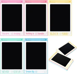 Reusable Electronic Drawing Pads for Kids Birthday Party First Day of School Gift 15 Pcs Inspirational LCD Wrting Tablet 8.5 Inch Motivational Colorful Doodle Board distort courtyard reunion inquire abridge Drawing Tablet Erasable 