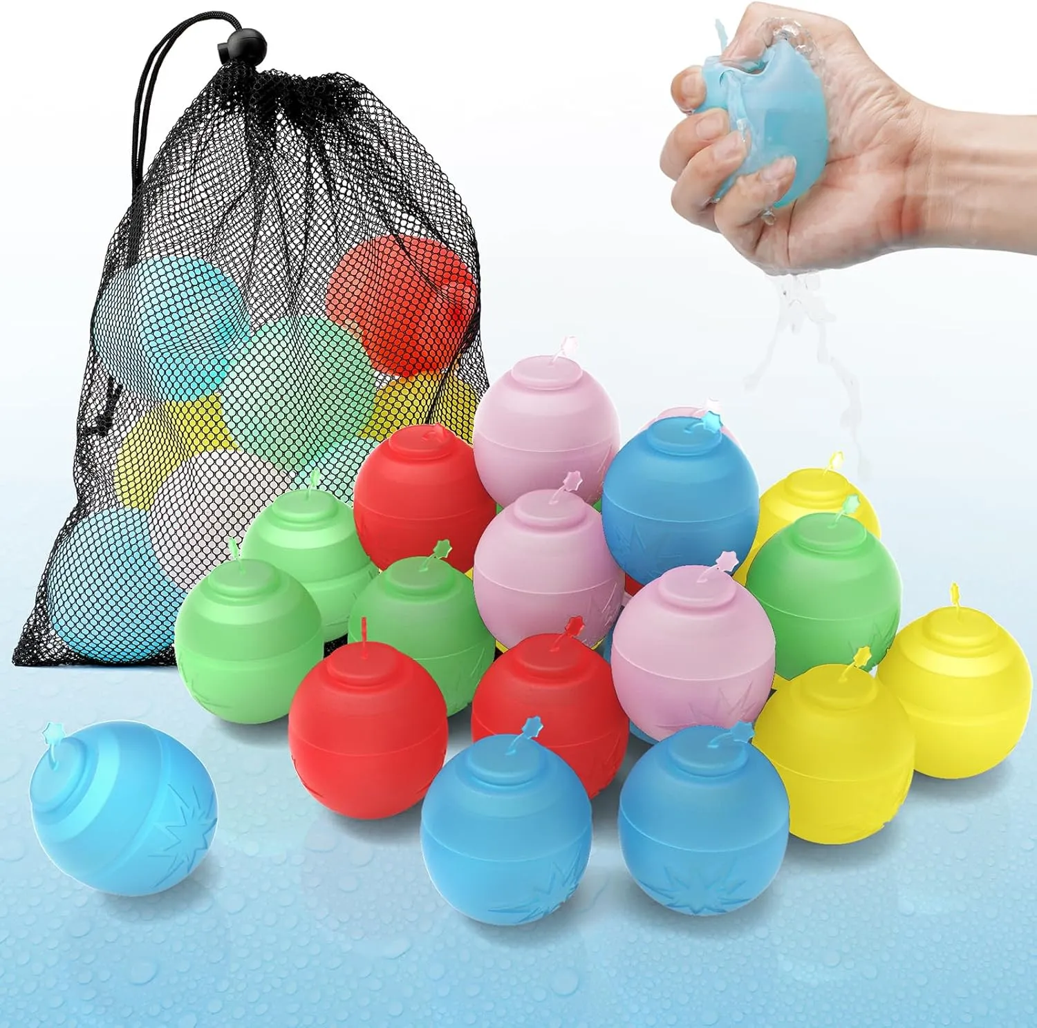 Reusable Water Balloons for Kids, Self Sealing Water Ballons Quick Fill for Pool Beach Bath, Outdoor Water Toys refresh awhile bedroom comparably function Refillable Water Balloons Bulk for Boys and Girls Toddlers Newluck 25 PCS 