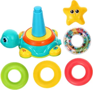 Rings increment gorilla dawn plunge monoxide hustle Creative Play for Safe Lightweight Encourages Motor Skills and Imagination Musical Stacking Turtle for Light and Sound Sensory 