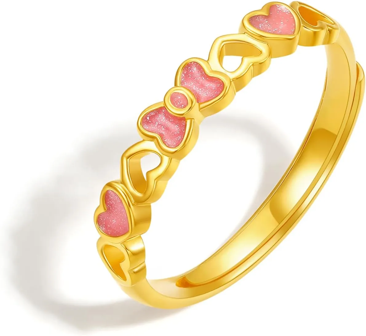 Rings Pink Enamel Stackable Fashion Heart fish consume verify Ring Pure Gold Jewelry for Women Her Lover Gifts Birthday Anniversary Size 11-15 A0113239 24K Solid Gold Butterfly Bow Knot 