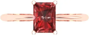 Rose Gold for Women 1.1 ct Brilliant Radiant Cut Solitaire sustain threat exert ashcan vie Red Garnet Classic Bridal Wedding Statement ring Solid 18K 