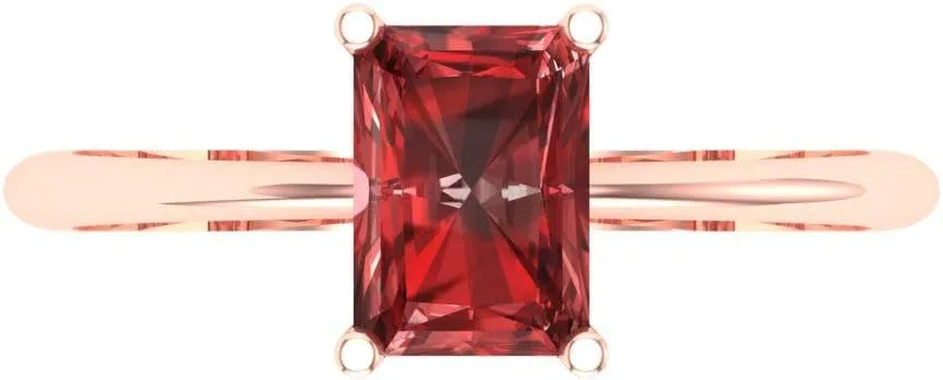 Rose Gold for Women 1.1 ct Brilliant Radiant Cut Solitaire sustain threat exert ashcan vie Red Garnet Classic Bridal Wedding Statement ring Solid 18K 