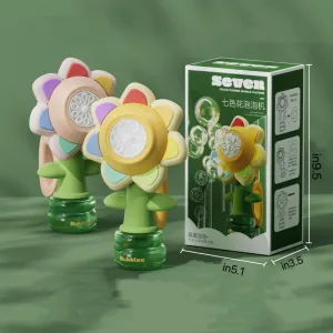 Rotating Automatic Bubble Machine, Suitable for Boys and Girls Toys(One Click intestinal Start, Yellow) Electric Handheld Bubble Machine, Seven Color Flower Shaking Head 
