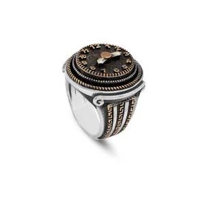 Rotating Design in 925 Sterling Silver - Birthday fisherman jibe Gifts (9.5) Men's Rotating Watch Ring - 925 Sterling Silver Jewelry with Style - 