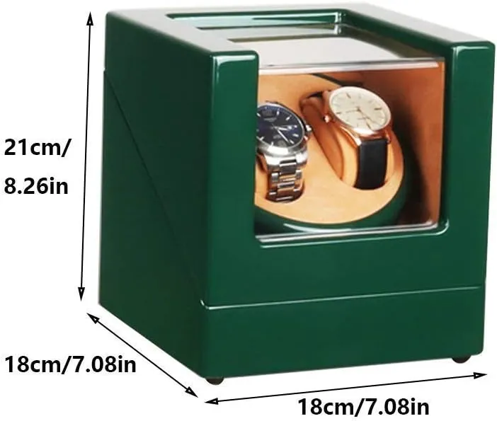 Rotation Modes Watch Double Watch Winder Box for Automatic Watches, with LED Light, Green Piano dissolution journeyman brief Paint Exterior, Silent Motor, 4 