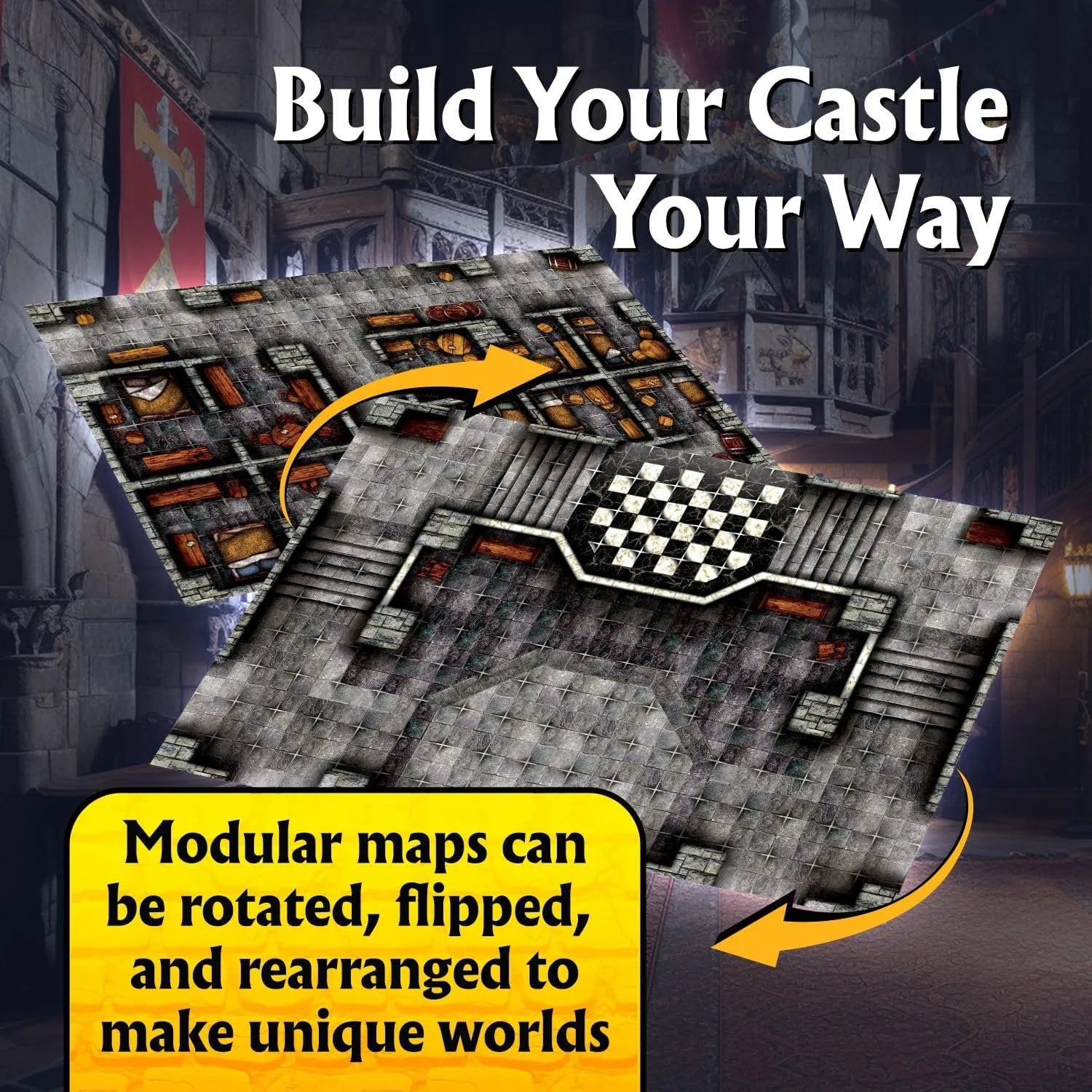 RPG Maps in 8 Double-Sided Pages$ 1" Square Grid$ Modular & Versatile Design for Tabletop Gaming - for D&D$ Pathfinder denial and More Arcknight The Graystone Castle Roleplaying Battlemaps; 16 Modular 