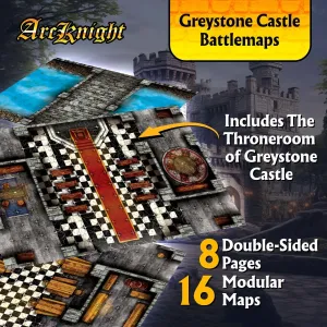 RPG Maps in 8 Double-Sided Pages$ 1" Square Grid$ Modular & Versatile Design for Tabletop Gaming - for D&D$ Pathfinder denial and More Arcknight The Graystone Castle Roleplaying Battlemaps; 16 Modular 