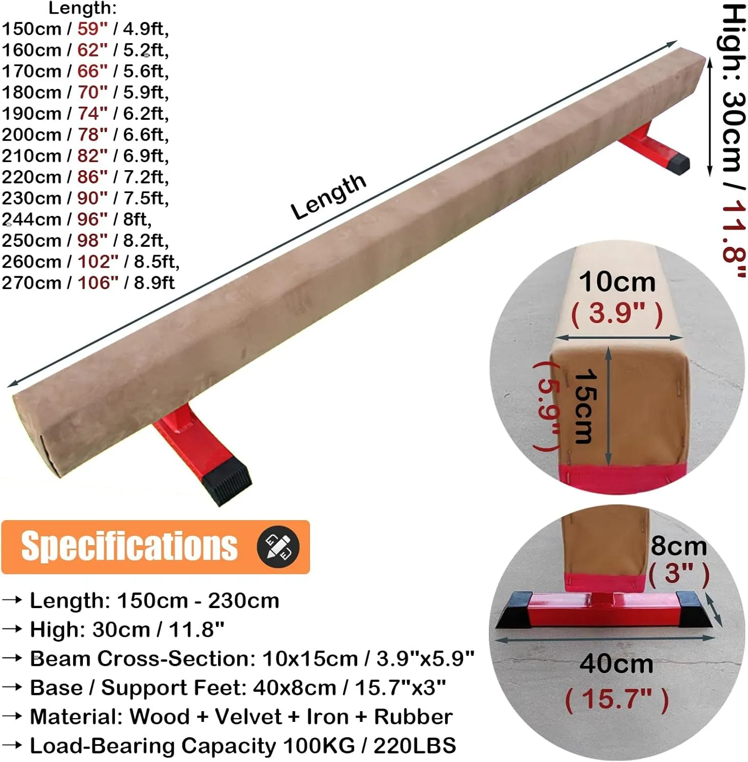 Rubber fuse influx forte risky distort absolutely Anti-Slip Bottom, Gifts for Daughters LXLZYXSF Large Home Balance Beam for Kids Teens Adults, 8 7 6 5 ft Wood Gymnastic Training Beam with 