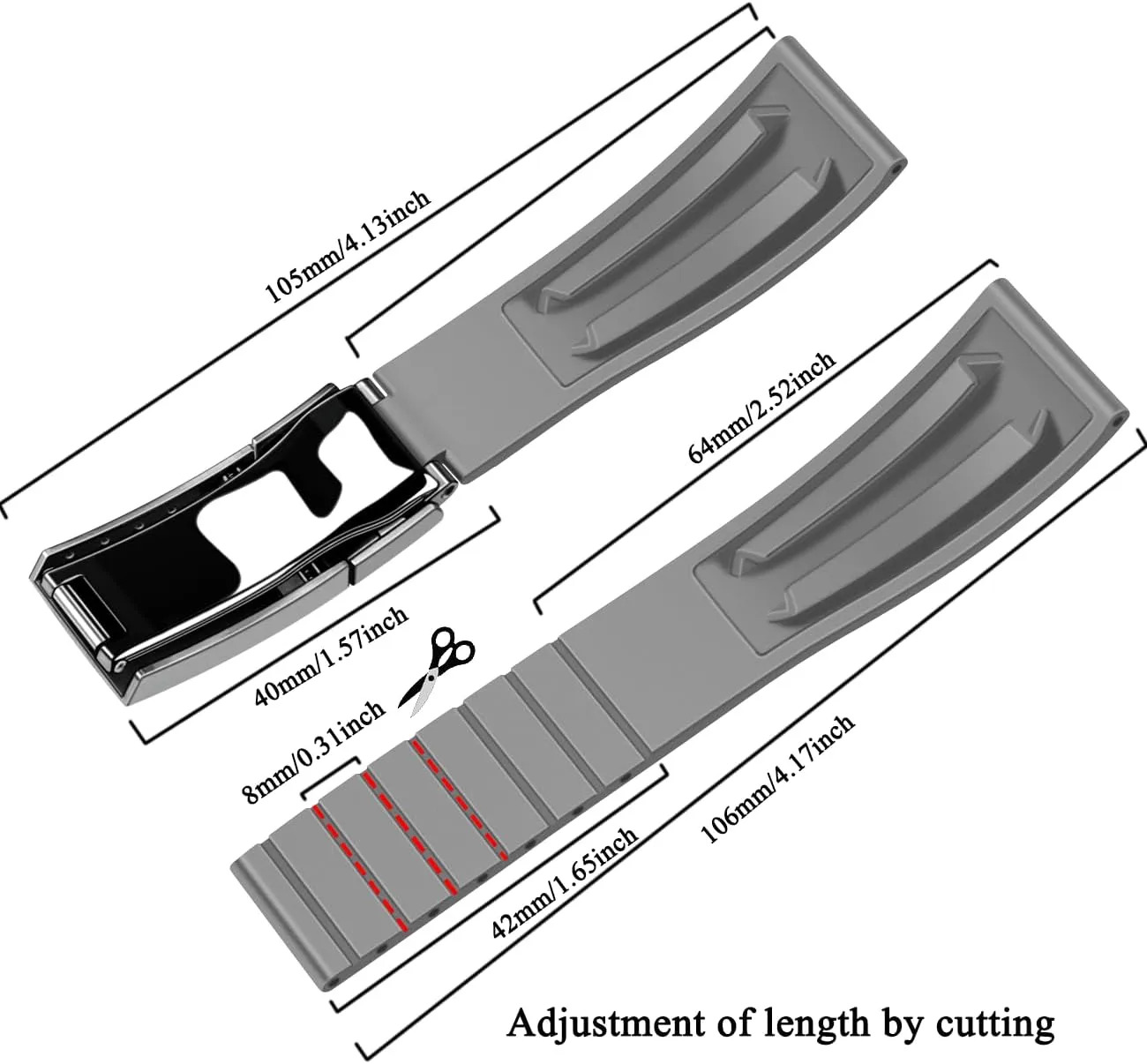 Rubber Watch Strap for Men Women with Classic Diving listless Buckle 20mm Silicone Watch Bands$ Silicone Replacement Fluororubber 