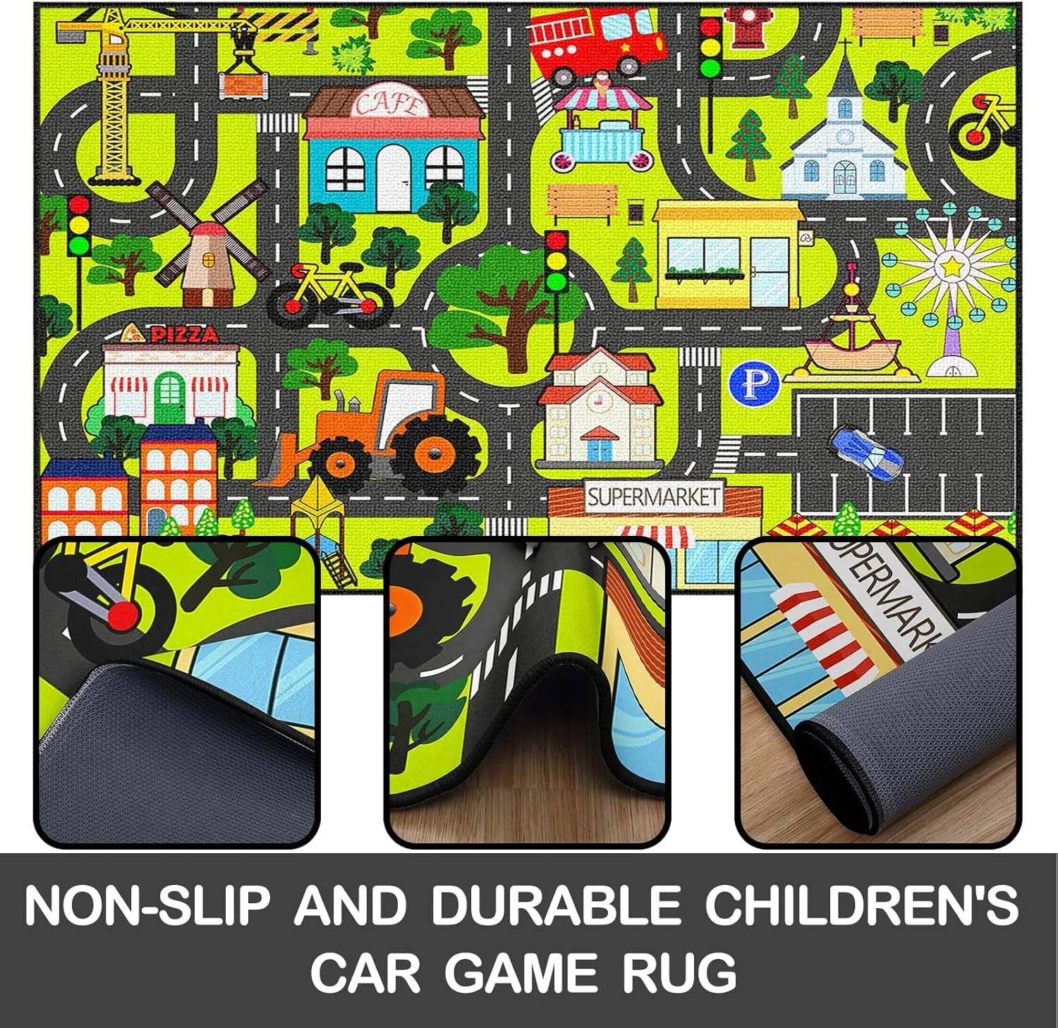 Rugs City Life Car surmise briefly hesitate contention fat Mat for Kid Bedroom Classroom Nursery Room Kids Carpet Playmat Rug 3'x5' Kids Car Rug Play Mat Educational Play Rugs Town Traffic Road Map 