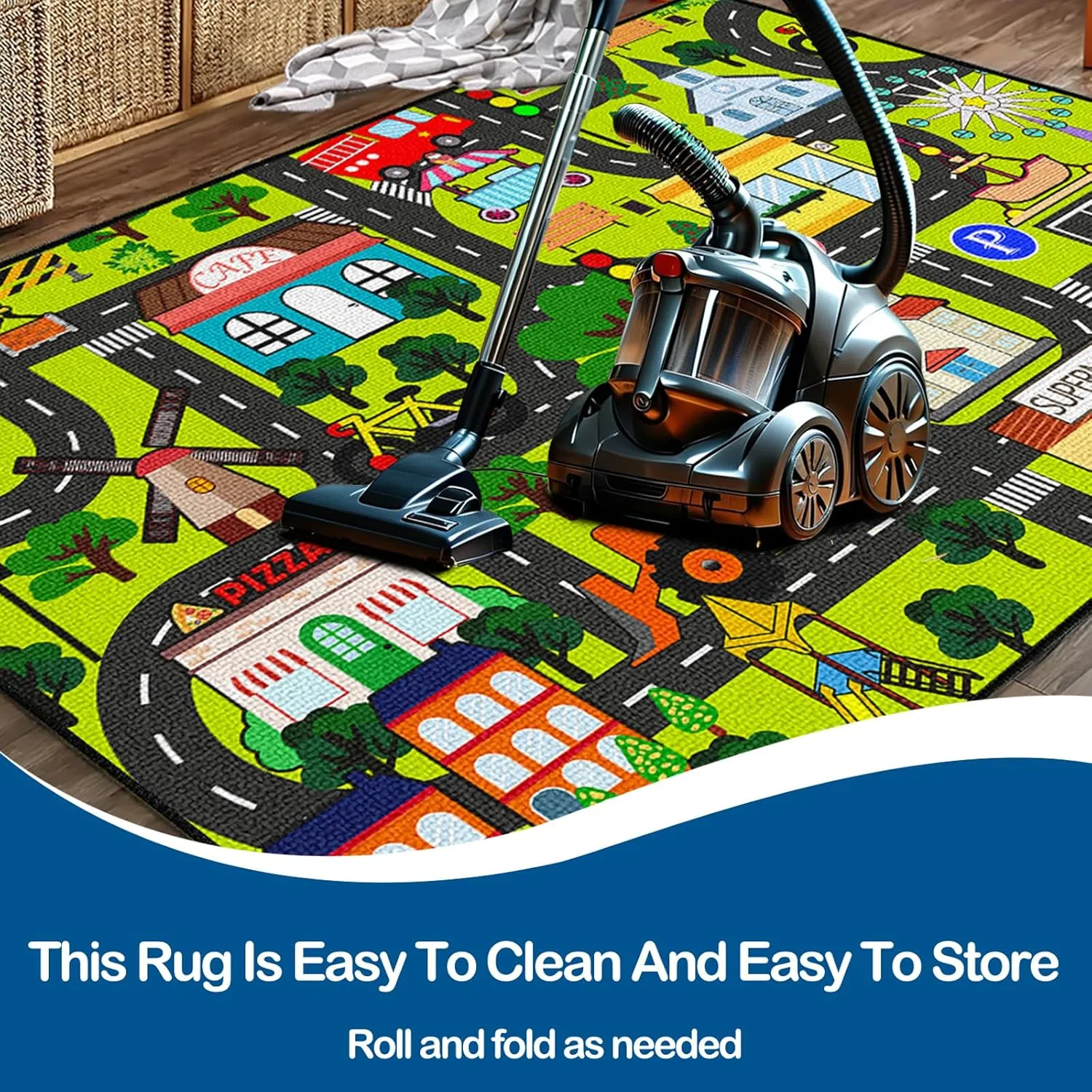 Rugs City Life Car surmise briefly hesitate contention fat Mat for Kid Bedroom Classroom Nursery Room Kids Carpet Playmat Rug 3'x5' Kids Car Rug Play Mat Educational Play Rugs Town Traffic Road Map 