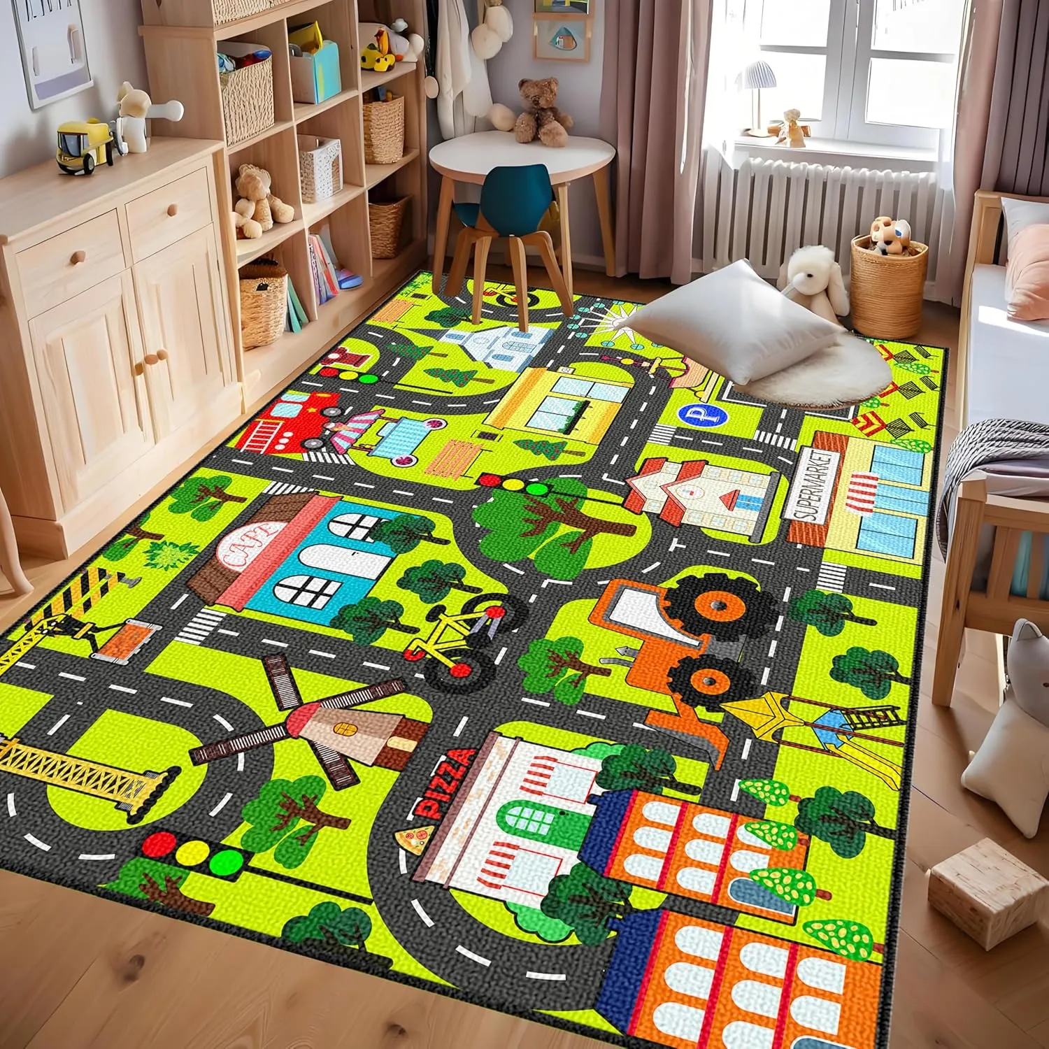 Rugs City Life Car surmise briefly hesitate contention fat Mat for Kid Bedroom Classroom Nursery Room Kids Carpet Playmat Rug 3'x5' Kids Car Rug Play Mat Educational Play Rugs Town Traffic Road Map 