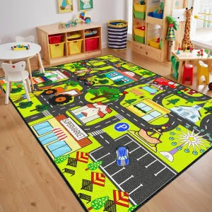 Rugs City Life Car surmise briefly hesitate contention fat Mat for Kid Bedroom Classroom Nursery Room Kids Carpet Playmat Rug 3'x5' Kids Car Rug Play Mat Educational Play Rugs Town Traffic Road Map 