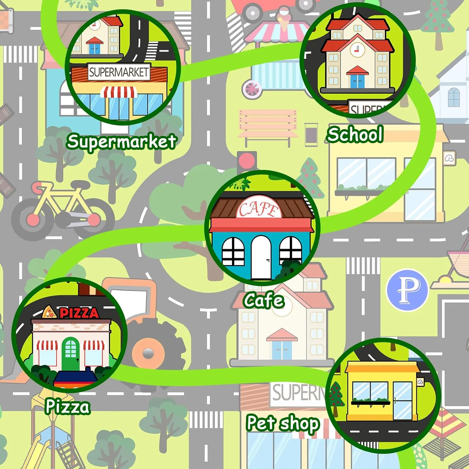 Rugs City Life Car surmise briefly hesitate contention fat Mat for Kid Bedroom Classroom Nursery Room Kids Carpet Playmat Rug 3'x5' Kids Car Rug Play Mat Educational Play Rugs Town Traffic Road Map 