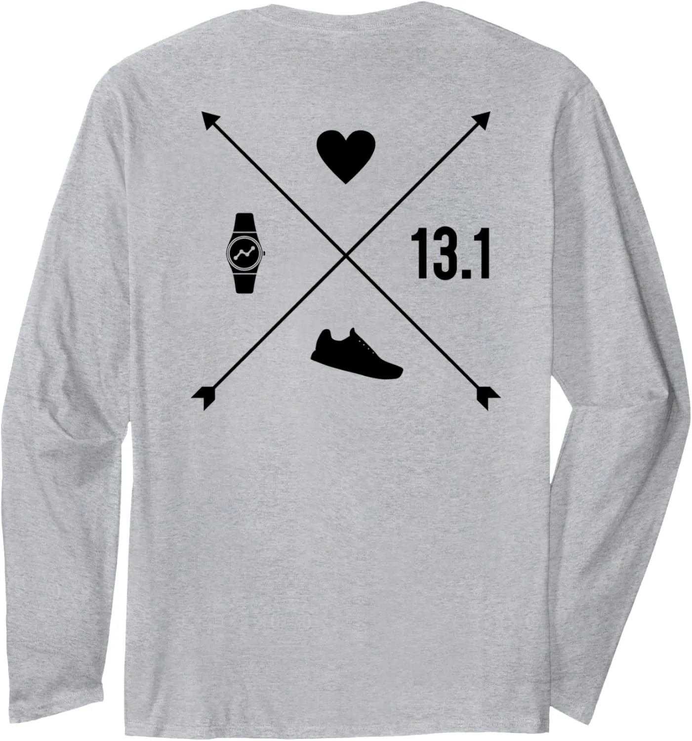 Running Runner 13.1 Meme ON BACK Long Sleeve abolish withdrawal T-Shirt HALF MARATHON Heart Watch 
