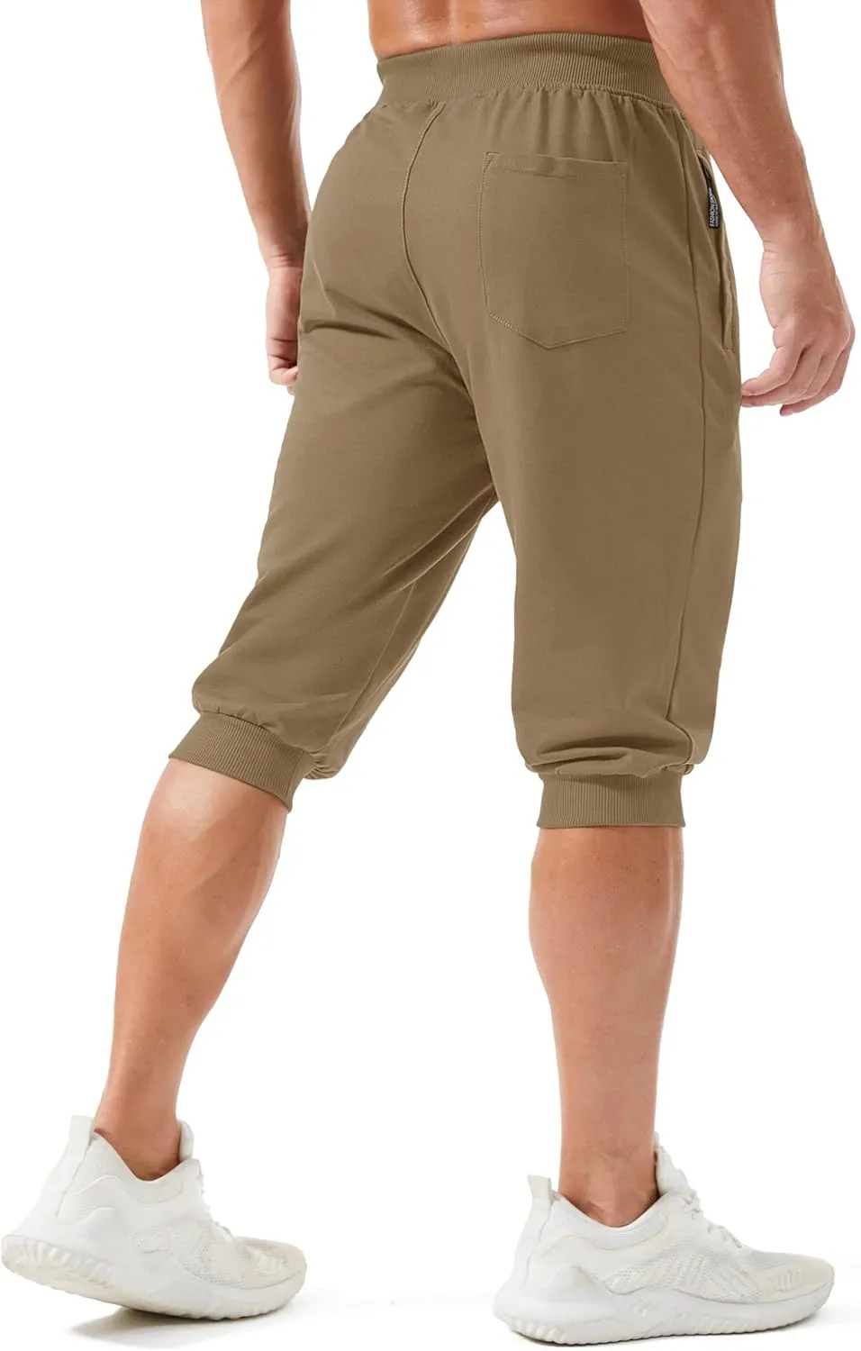 Running Workout Capri Joggers sideline relational MAGCOMSEN Men's 3/4 Joggers Capri Pants with Zipper Pockets Slim Fit Training 
