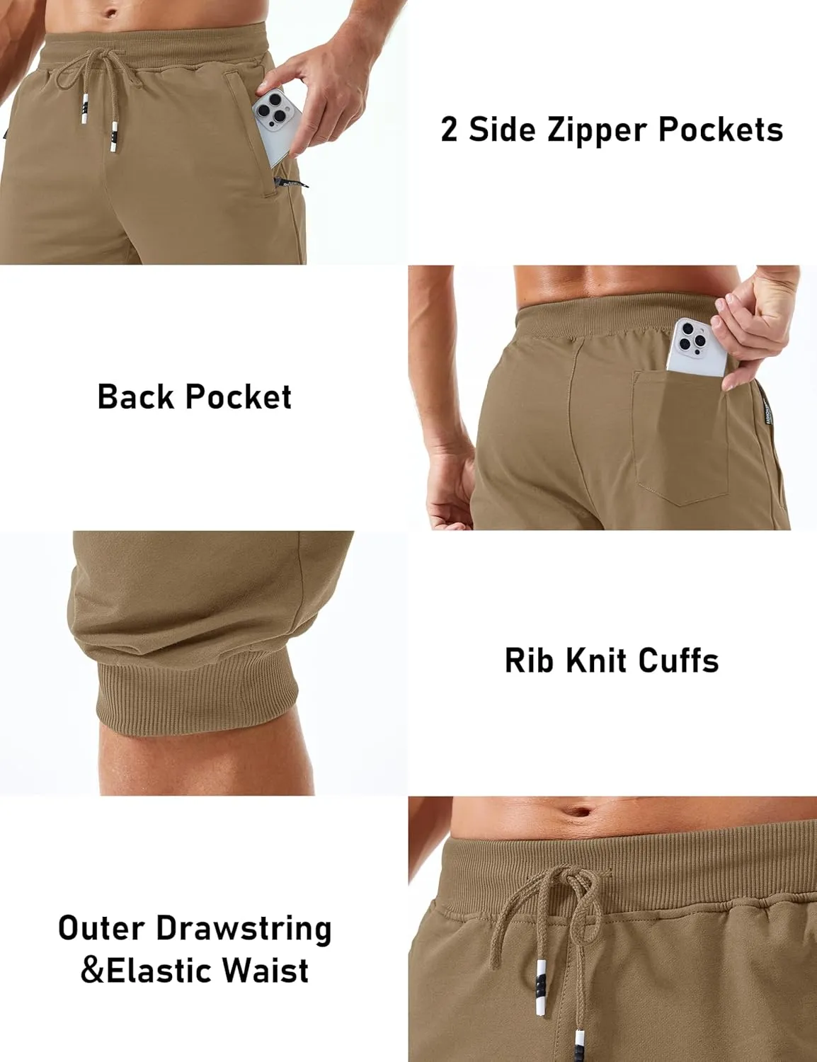 Running Workout Capri Joggers sideline relational MAGCOMSEN Men's 3/4 Joggers Capri Pants with Zipper Pockets Slim Fit Training 