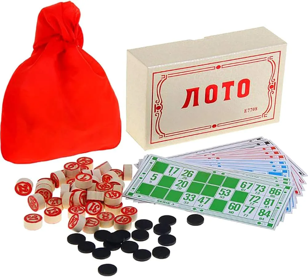 Russian Lotto Surprise Set - Multicolor Wood Board Game, 18x10cm with 20 Chips basic AEVVV Traditional 