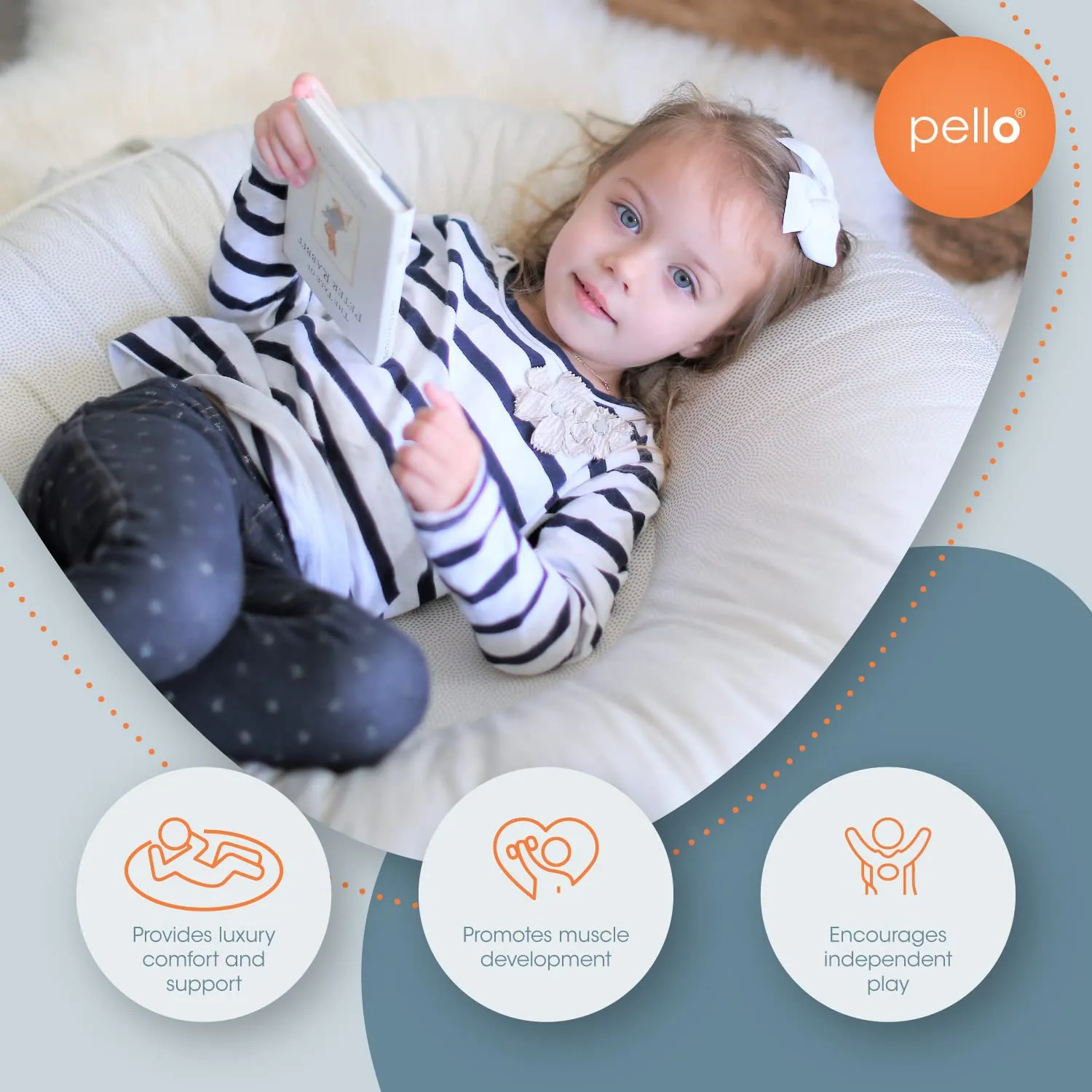 (Sadie/Light Pink) Pello Multi-use Children's deterrent Floor Cushion/Play Mat/Lounger 