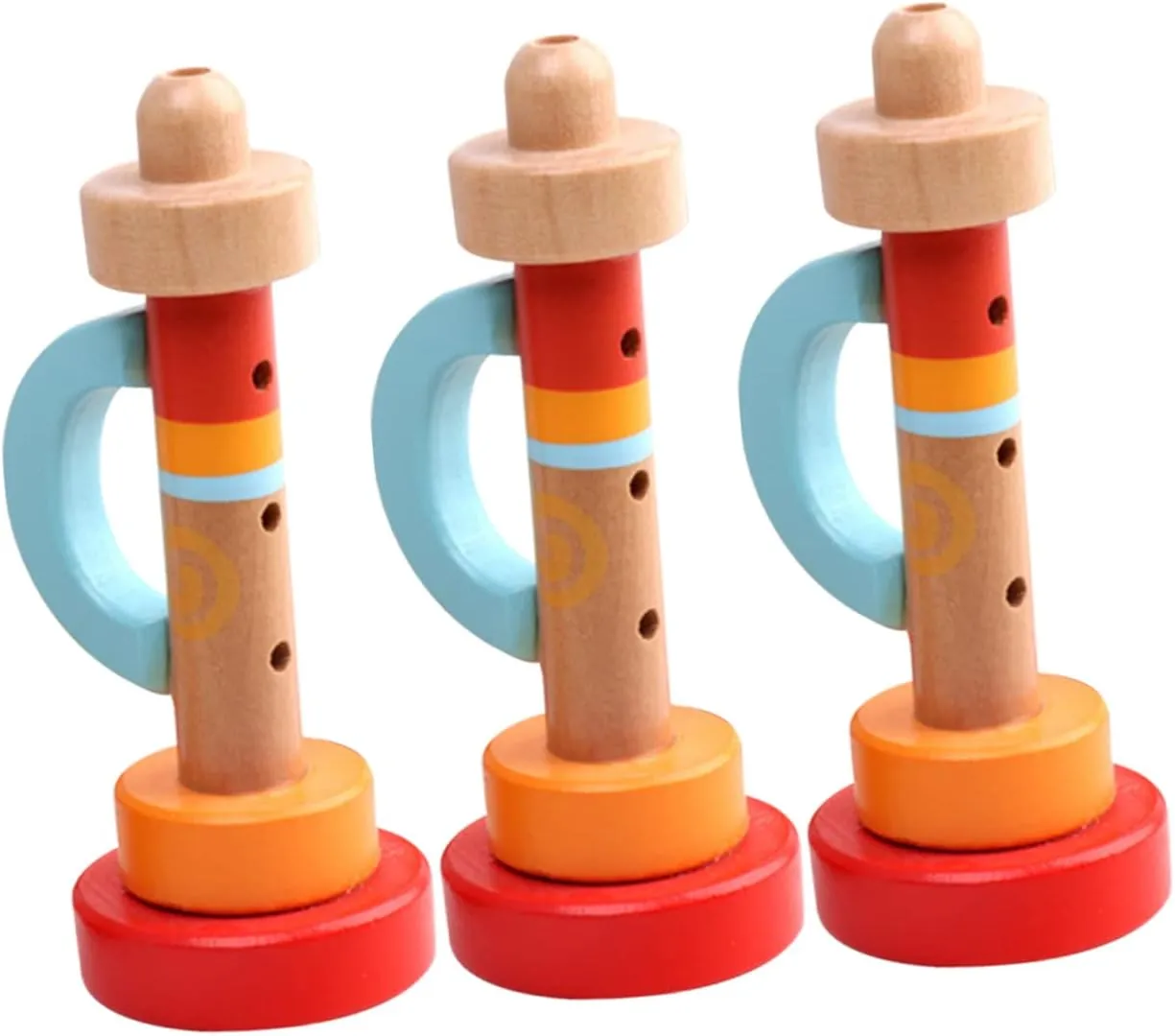Safe Musical Instruments Compact Design for Creative Play for Boys homestead Ages Totority 3Pcs Lovely Wooden Trumpets for 