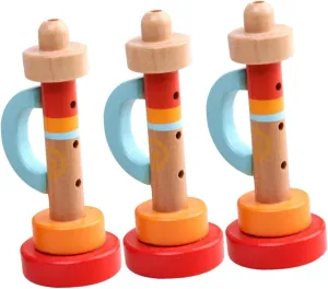 Safe Musical Instruments Compact Design for Creative Play for Boys homestead Ages Totority 3Pcs Lovely Wooden Trumpets for 