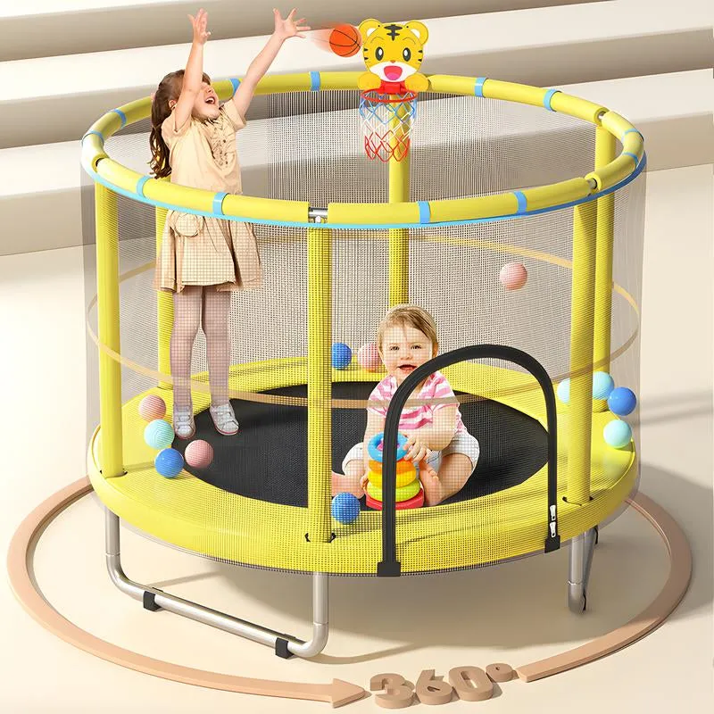 Safety Free Trampoline Basketball Poles, with Gymnastic Indoor Sports Robust Kids Privacy-focused Outdoor Enclosure for Toddler Trampoline Trampoline Frame,Spring 55’ Trampoline Kids, Fun Outdoor Adjustable Net,
