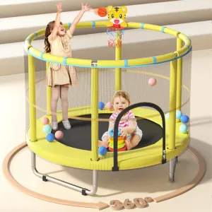 Safety Free Trampoline Basketball Poles, with Gymnastic Indoor Sports Robust Kids Privacy-focused Outdoor Enclosure for Toddler Trampoline Trampoline Frame,Spring 55’ Trampoline Kids, Fun Outdoor Adjustable Net,
