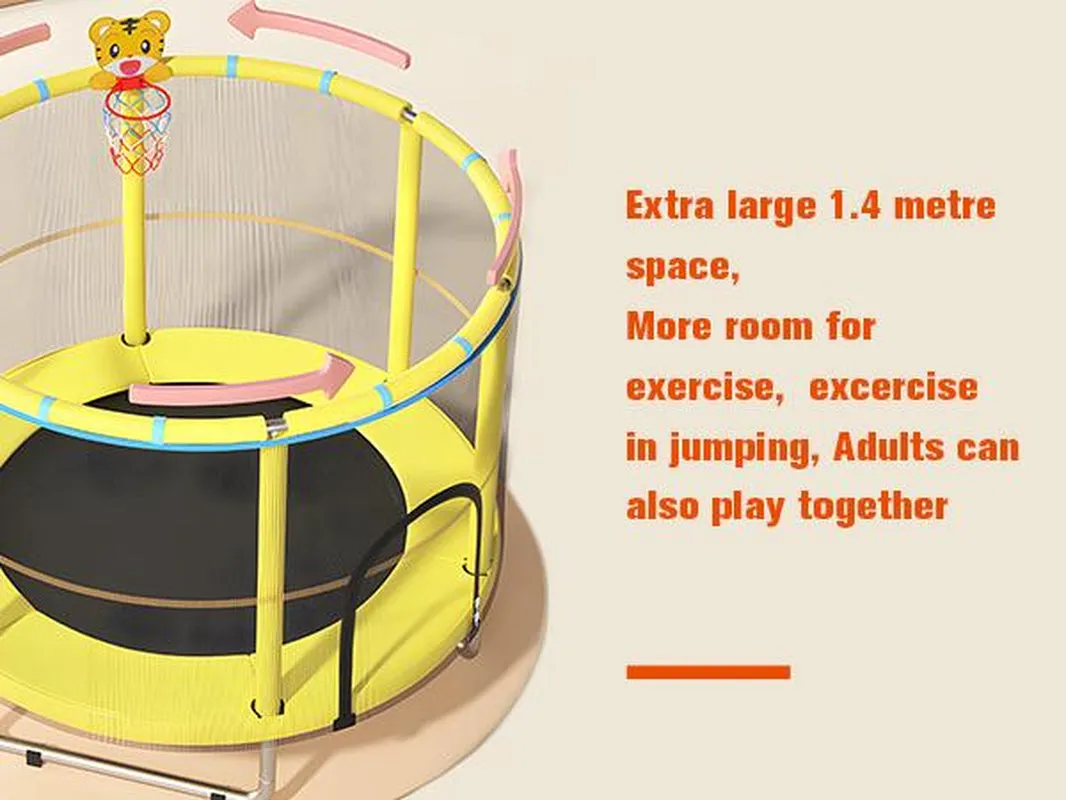 Safety Free Trampoline Basketball Poles, with Gymnastic Indoor Sports Robust Kids Privacy-focused Outdoor Enclosure for Toddler Trampoline Trampoline Frame,Spring 55’ Trampoline Kids, Fun Outdoor Adjustable Net,