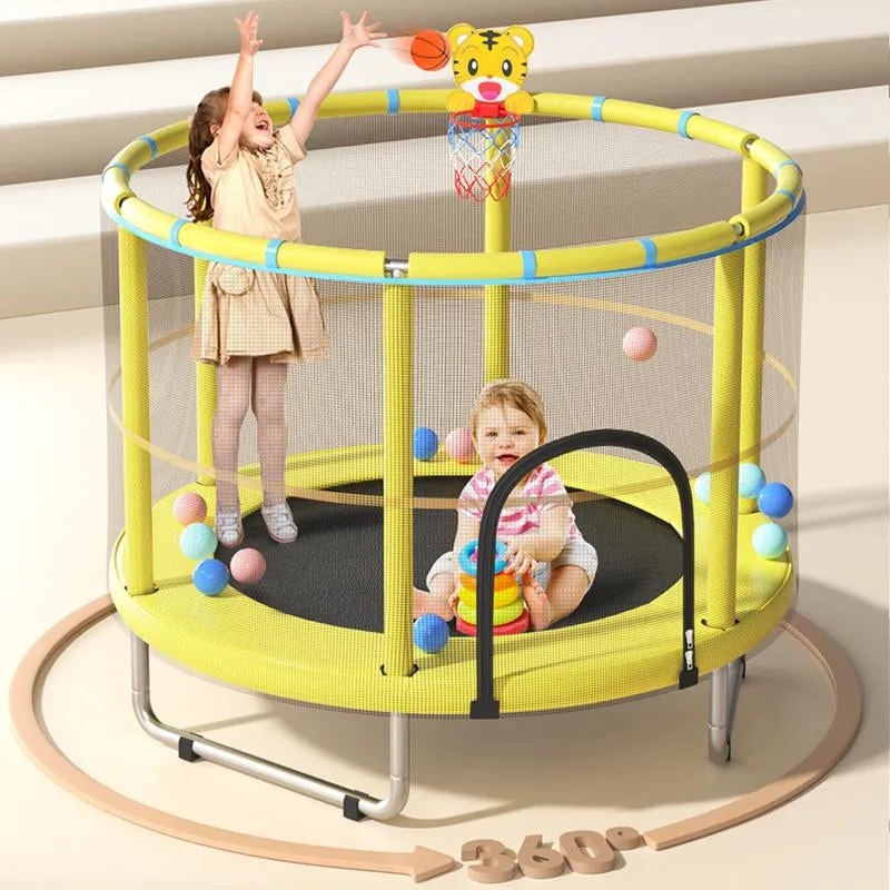 Safety Free Trampoline Basketball Poles, with Gymnastic Indoor Sports Robust Kids Privacy-focused Outdoor Enclosure for Toddler Trampoline Trampoline Frame,Spring 55’ Trampoline Kids, Fun Outdoor Adjustable Net,