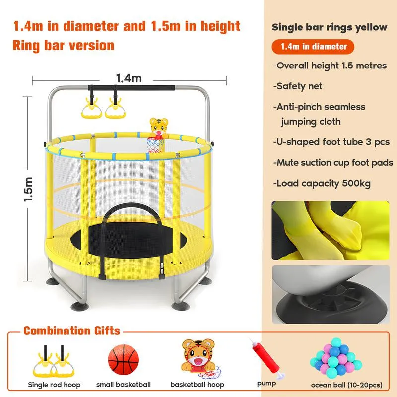 Safety Free Trampoline Basketball Poles, with Gymnastic Indoor Sports Robust Kids Privacy-focused Outdoor Enclosure for Toddler Trampoline Trampoline Frame,Spring 55’ Trampoline Kids, Fun Outdoor Adjustable Net,