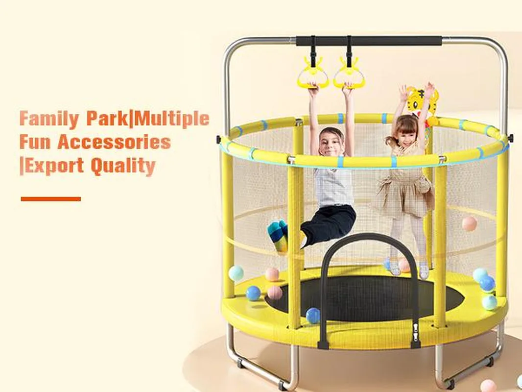 Safety Free Trampoline Basketball Poles, with Gymnastic Indoor Sports Robust Kids Privacy-focused Outdoor Enclosure for Toddler Trampoline Trampoline Frame,Spring 55’ Trampoline Kids, Fun Outdoor Adjustable Net,