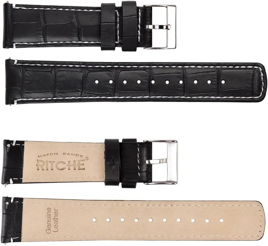Samsung Galaxy Watch 6 Band Classic 43mm 47mm 40mm 44mm 18mm, 20mm or 22mm clog for Men and Women, White Elephant Gifts, Stocking Stuffers for Men Ritche Christmas Gift Quick Release Leather Watch Bands Genuine Leather Watch Strap for 