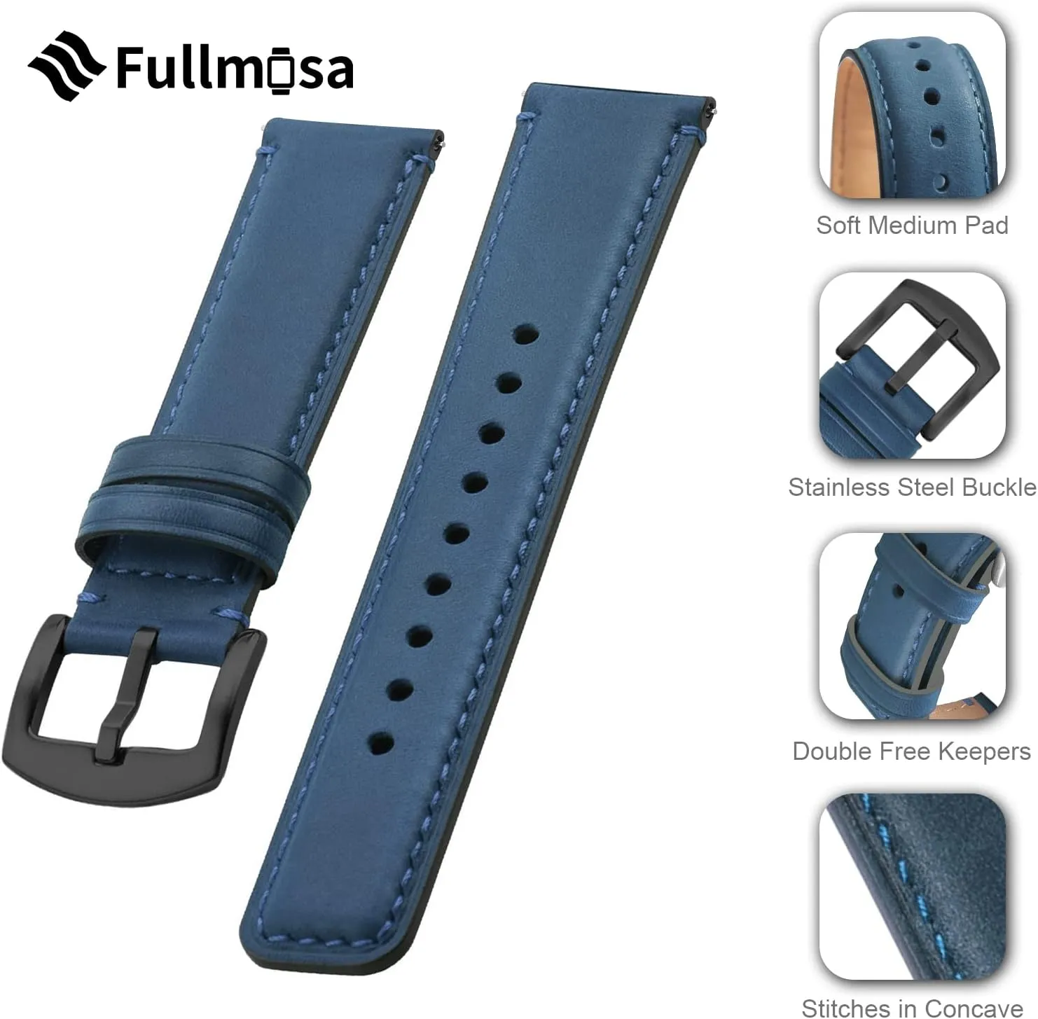 Samsung Galaxy Watch/Garmin Watch Fullmosa Quick Release Watch Band 22mm laborsaving locate 20mm 18mm$Burnished Leather Wacth Bands for 