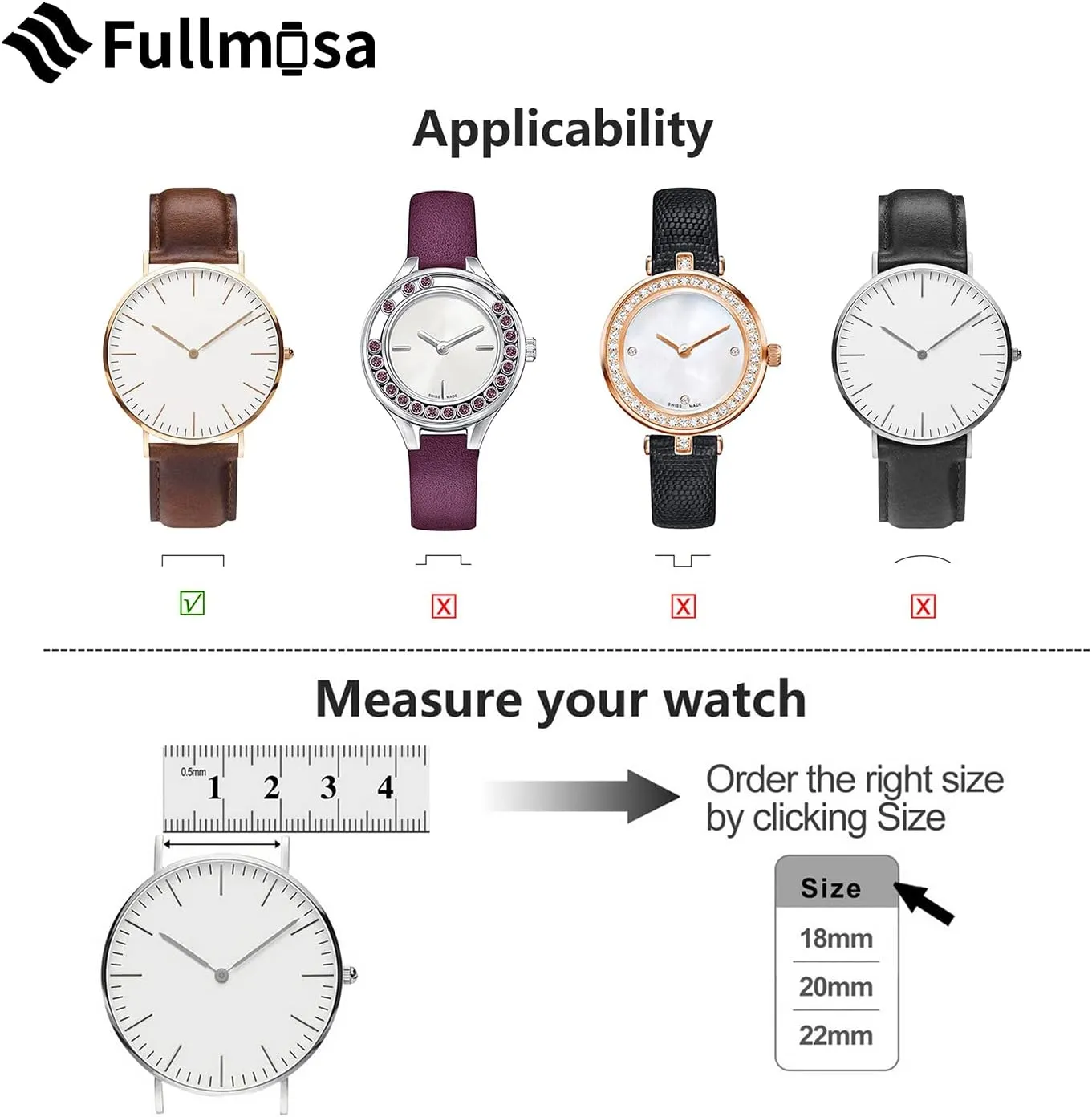 Samsung Galaxy Watch/Garmin Watch Fullmosa Quick Release Watch Band 22mm laborsaving locate 20mm 18mm$Burnished Leather Wacth Bands for 