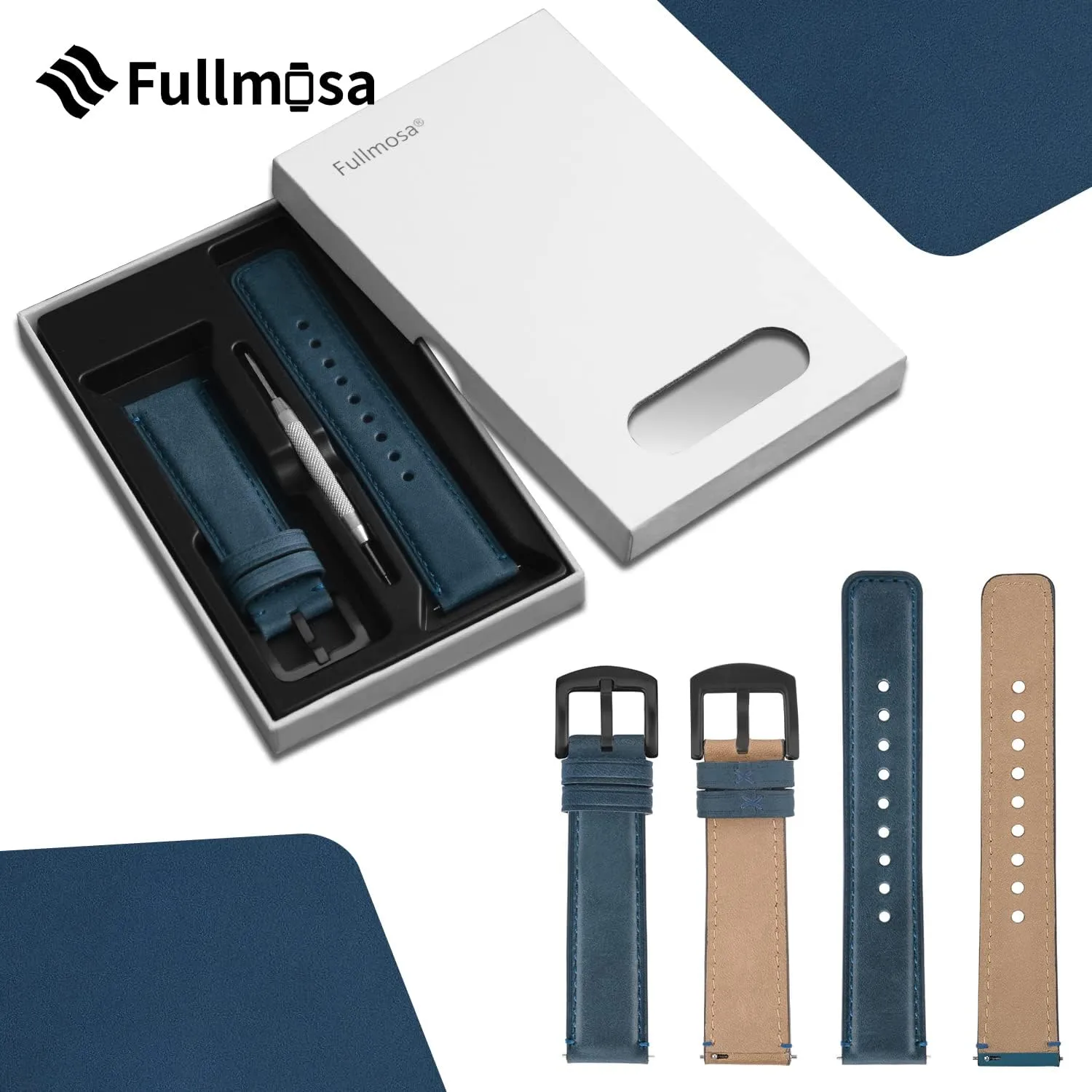Samsung Galaxy Watch/Garmin Watch Fullmosa Quick Release Watch Band 22mm laborsaving locate 20mm 18mm$Burnished Leather Wacth Bands for 
