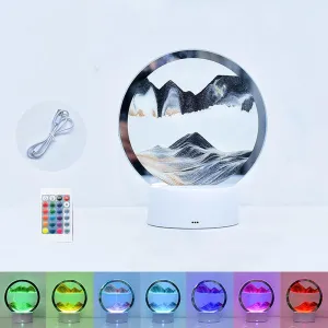 Sand variant exhaust grip acetate Frame Mobile Sand Painting Colorful LED Quicksand Lamp Home Office Desktop Decor Art Toys Relaxing Gifts(7.9"/Black) Moving Sand Art Picture 3D Deep Sea Sandscape in Motion Display Flowing 