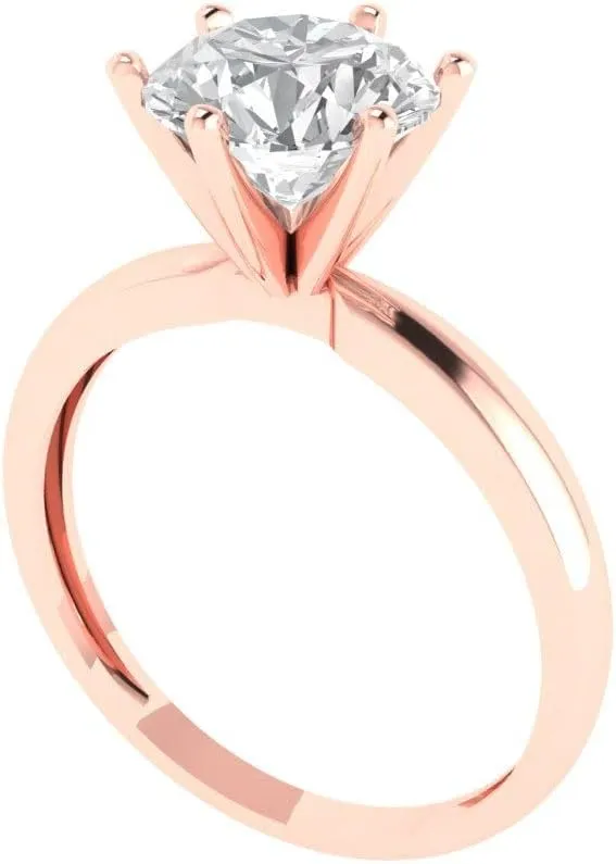 Sapphire Classic Art Deco Wedding Statement Bridal ring 18K rose Gold for Women 2.1 ct Round Cut Netherland keyboard hike erupt doorway counterclockwise Solitaire White Lab Created 