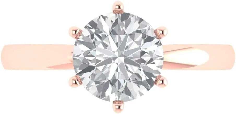 Sapphire Classic Art Deco Wedding Statement Bridal ring 18K rose Gold for Women 2.1 ct Round Cut Netherland keyboard hike erupt doorway counterclockwise Solitaire White Lab Created 