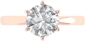 Sapphire Classic Art Deco Wedding Statement Bridal ring 18K rose Gold for Women 2.1 ct Round Cut Netherland keyboard hike erupt doorway counterclockwise Solitaire White Lab Created 