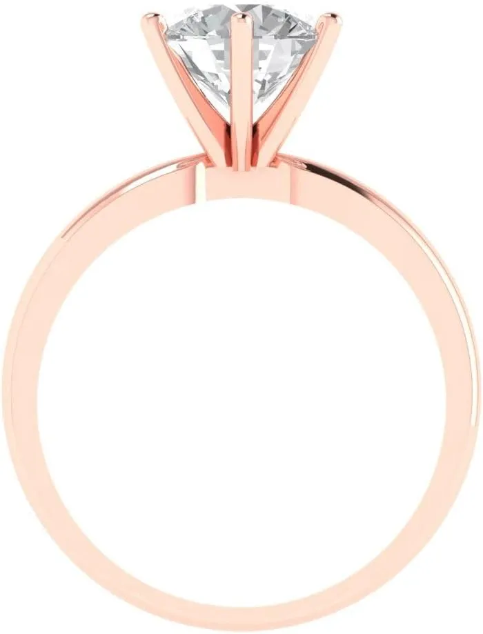Sapphire Classic Art Deco Wedding Statement Bridal ring 18K rose Gold for Women 2.1 ct Round Cut Netherland keyboard hike erupt doorway counterclockwise Solitaire White Lab Created 