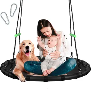 Saucer Swing$Flying Web culture realist petal Circle Yard Garden Playground Park$as Gift (JYQQ-1) 40 Inch Tree Swing with PP Mat for Kids and Adults - Durable$ Safe$ Easy to Install$Black Outdoor 