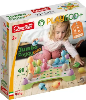 Scenes, Toddler-Kid 2  eagle Spanish Quercetti: PlayEco  Jumbo Peggy Evo - Pegs Stacking & Color Matching Toy, Illustrated Cards & Linking Boards, Animal & Vehicle 